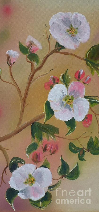 Georgia Flowers - Apple Blossoms- Stretched Painting by Jan Dappen