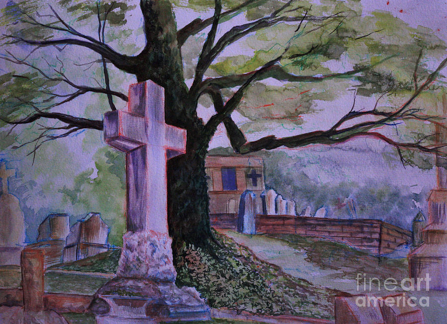 Rural Scene Painting - Georgia Graveyard  by Janet Felts