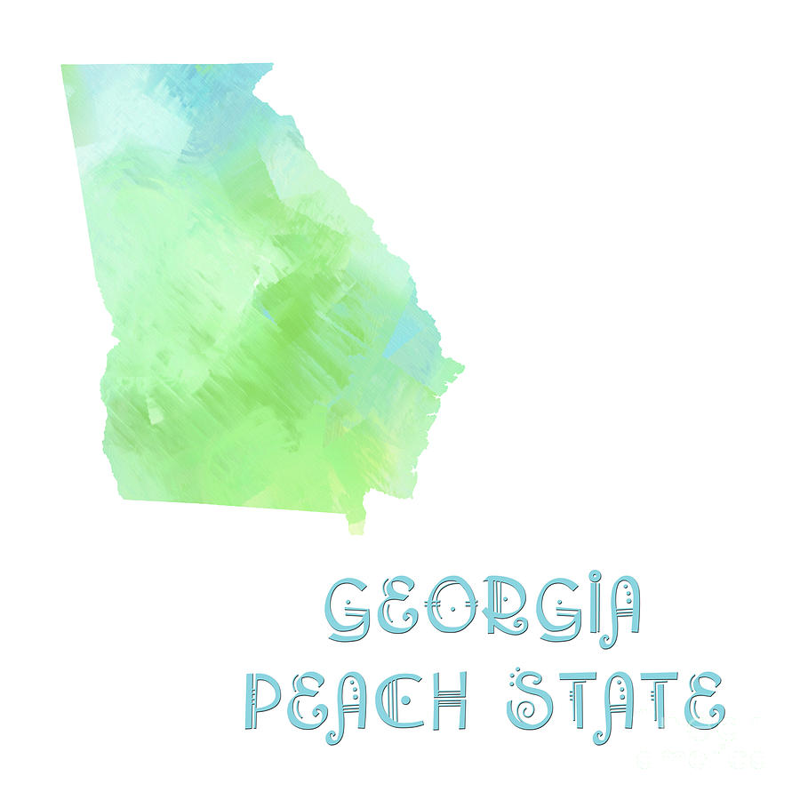 Georgia - Peach State - Map - State Phrase - Geology Digital Art by Andee Design