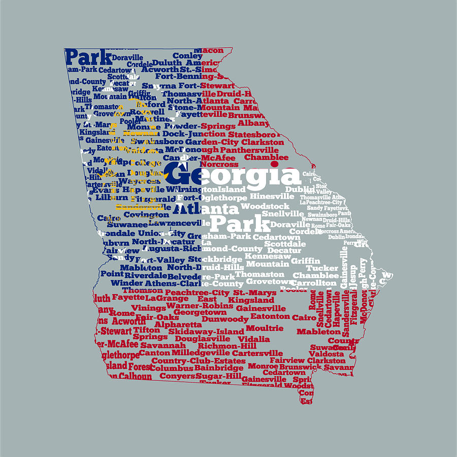 Georgia State Flag Word Cloud Digital Art by Brian Reaves