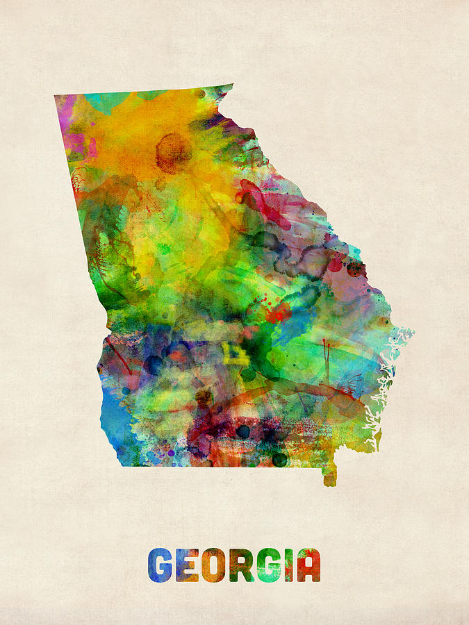 Georgia Watercolor Map Digital Art by Michael Tompsett Georgia Watercolor Map Digital Art by Michael Tompsett