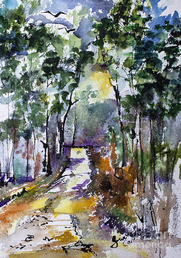 Georgia Winter Pines Watercolor Painting by Ginette Callaway
