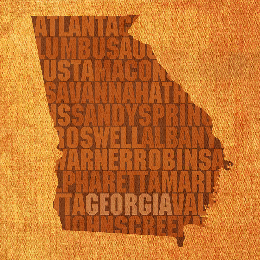 Georgia Word Art State Map on Canvas Mixed Media by Design Turnpike