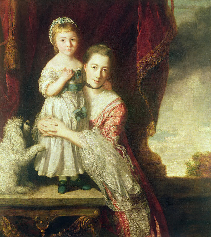 Portrait Photograph - Georgiana, Countess Spencer With Lady Georgiana Spencer, 1759-61 Oil On Canvas by Joshua Reynolds