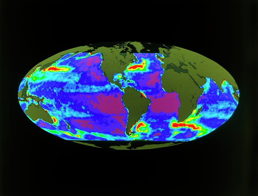 Geosat Map Of Ocean Currents Of The World Photograph by Nasa/science Photo Library