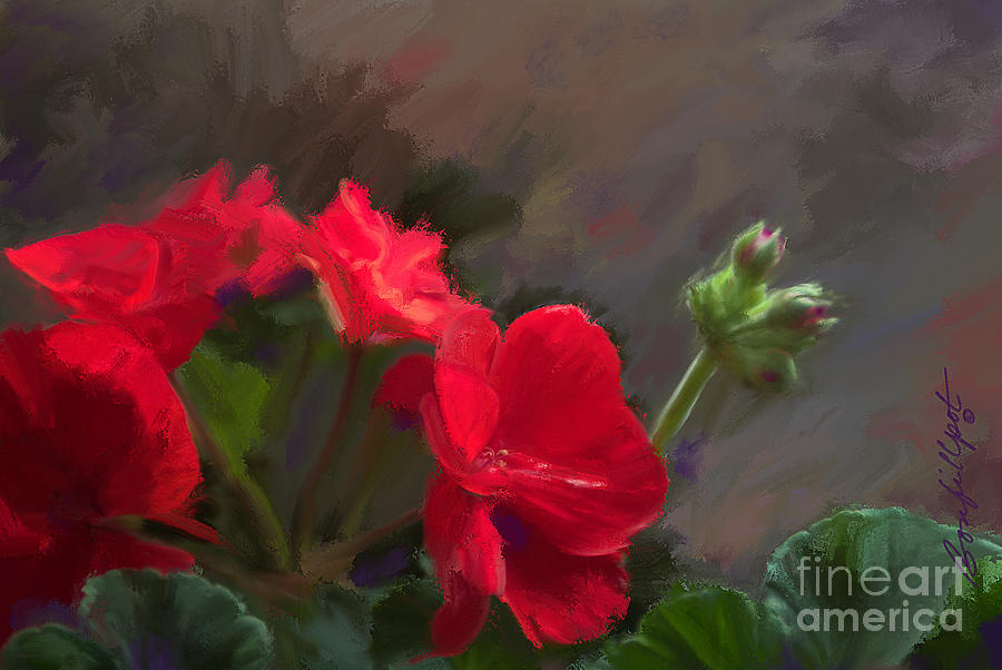 Nature Painting - Geranium in Red by Bon and Jim Fillpot