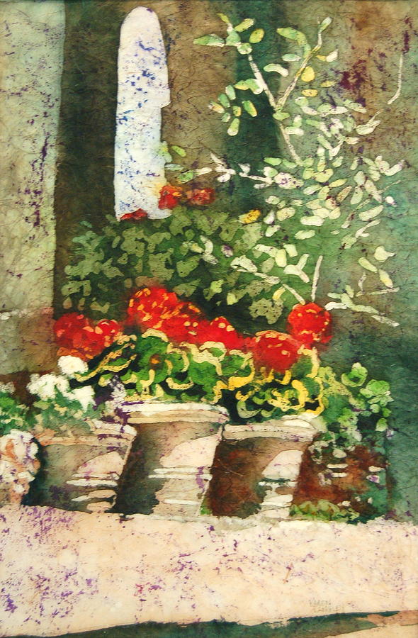 Watercolor Painting - Geranium Welcome by Karen Langley Watercolor Painting - Geranium Welcome by Karen Langley
