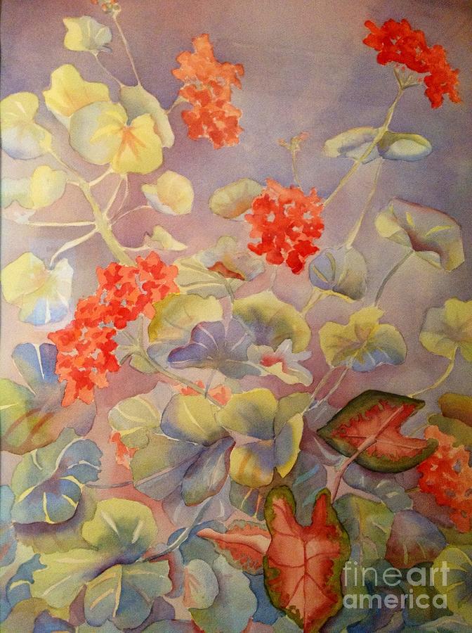 Geraniums II Painting by Clotilde Espinosa