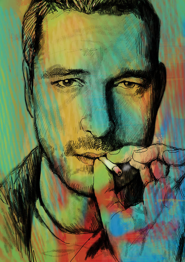 Portrait Drawing - Gerard Butler - stylised pop art drawing sketch poster by Kim Wang