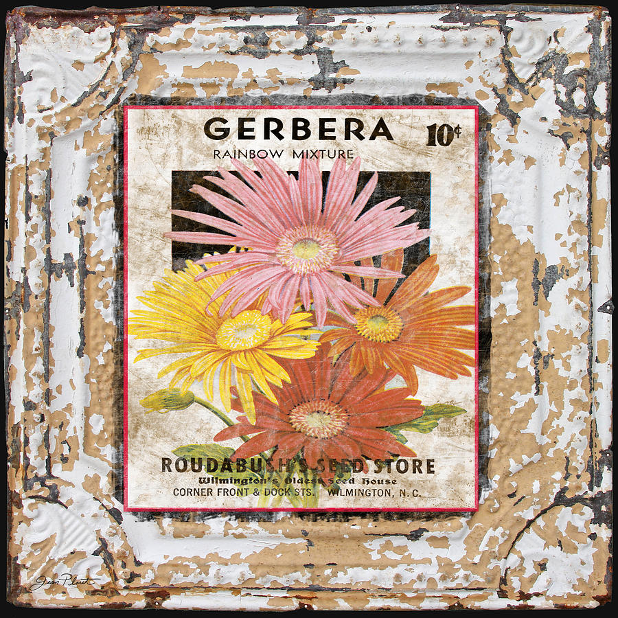 Gerbera on Vintage Tin Digital Art by Jean Plout