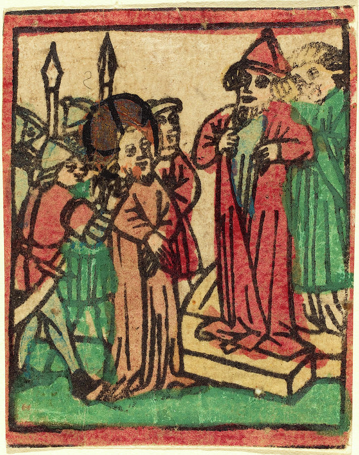 German Drawing - German 15th Century, Caiaphas Tearing His Clothes, Probably by Quint Lox