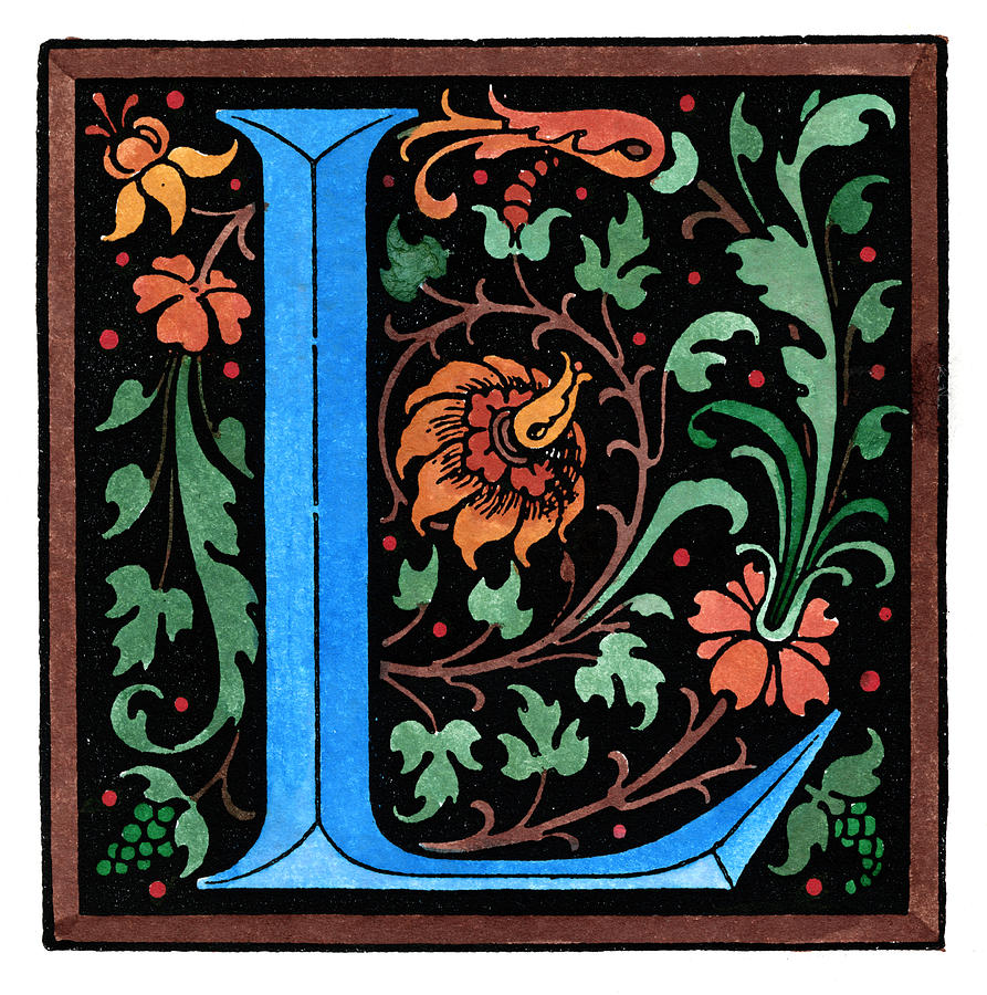 German Initial l Painting by Granger