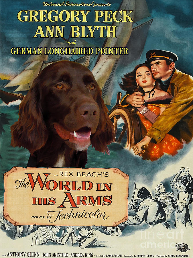 German Longhaired Pointer Art Canvas Print - The World in his Arms Movie Poster Painting by Sandra Sij