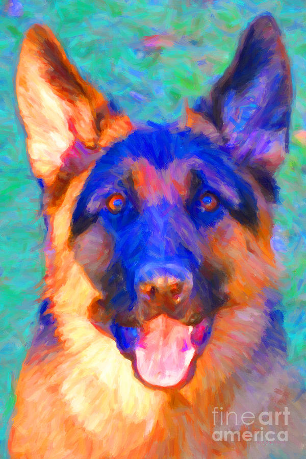 German Shepard - Painterly Photograph by Wingsdomain Art and Photography