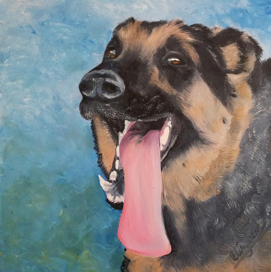 German Shepherd Dog Oil Painting Painting by Abbie Shores