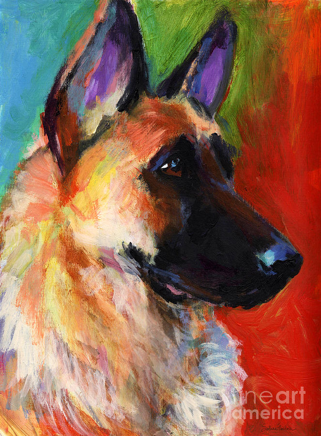 German Shepherd Dog portrait Painting by Svetlana Novikova