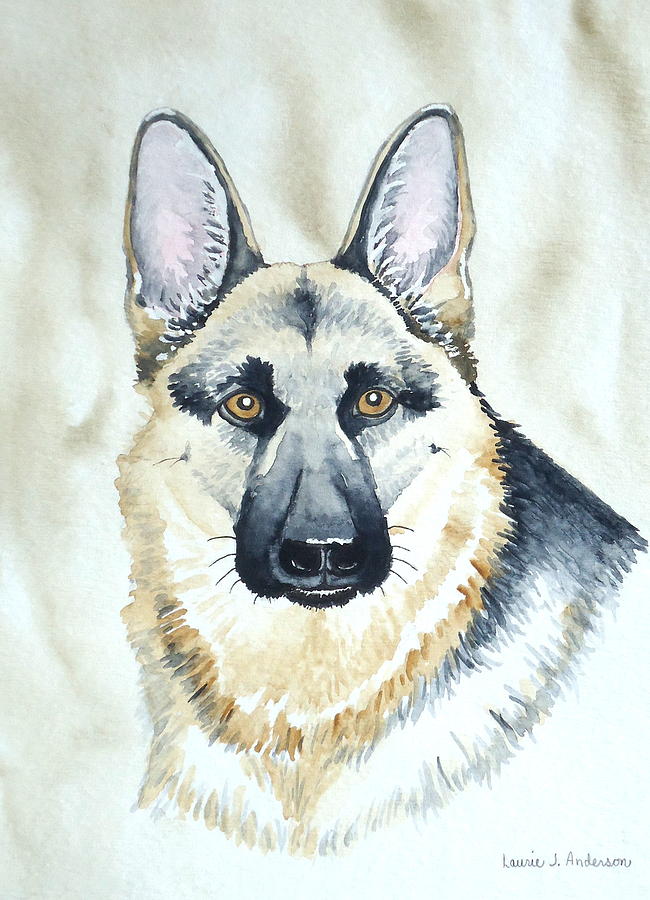 German Shepherd Painting by Laurie Anderson