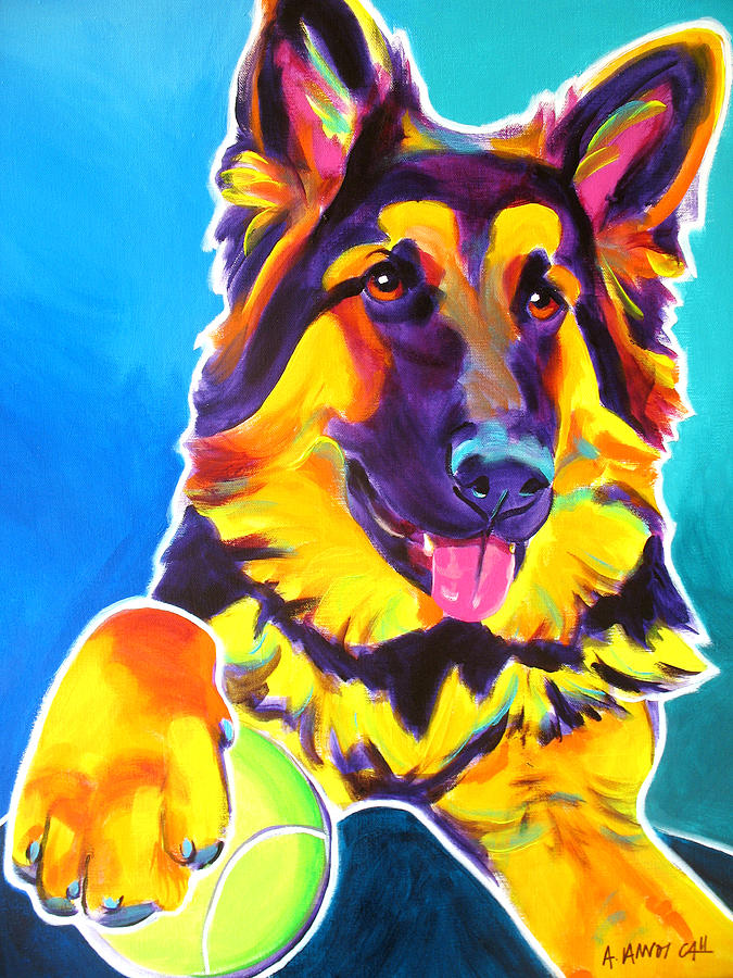 Dog Painting - German Shepherd - Mace by Dawg Painter