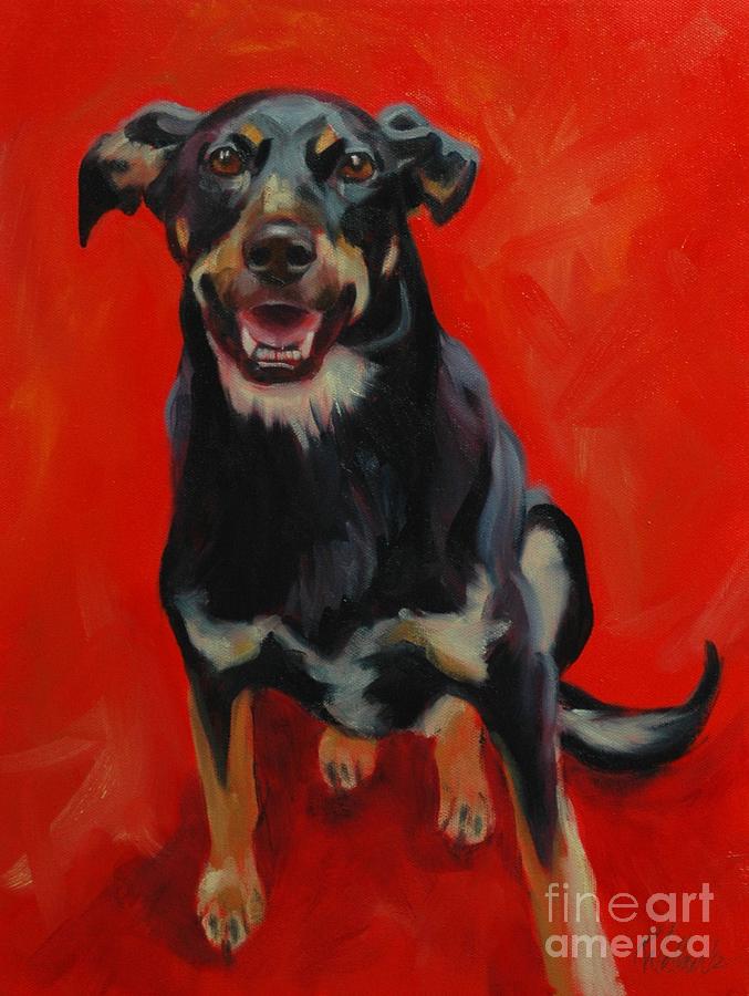 Dog Painting - German Shepherd mix by Pet Whimsy  Portraits