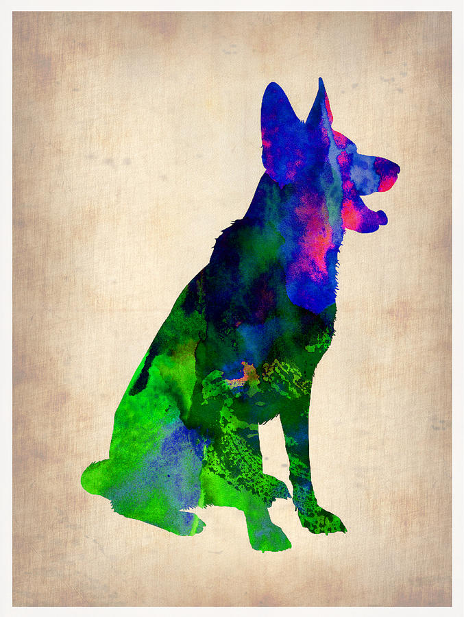 Dog Painting - German Sheppard Watercolor by Naxart Studio