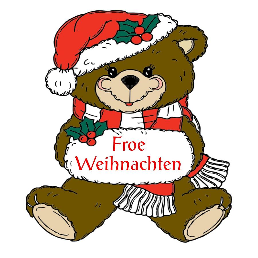 German Teddy Christmas Digital Art by Florene Welebny