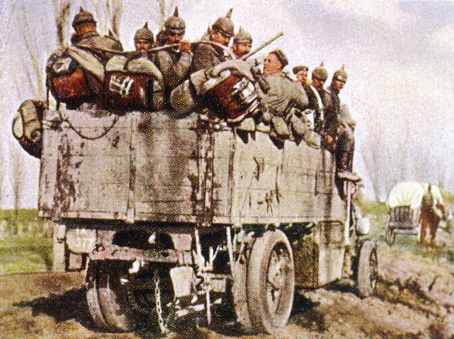 Wwi Photograph - German Troops Are Transported  By Lorry by Mary Evans Picture Library