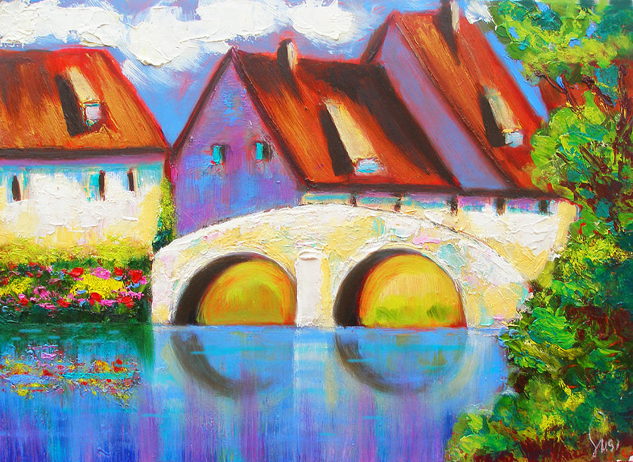 Bridge Painting - German Village on The Rhine by Susi Franco