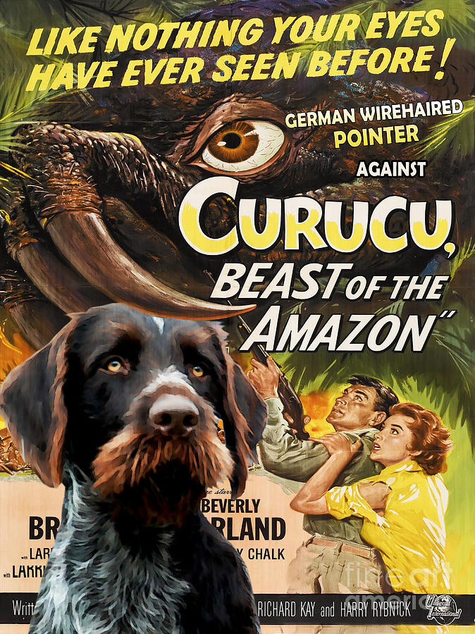 German Wirehaired Pointer Art Canvas Print - Curucu Movie Poster Painting by Sandra Sij