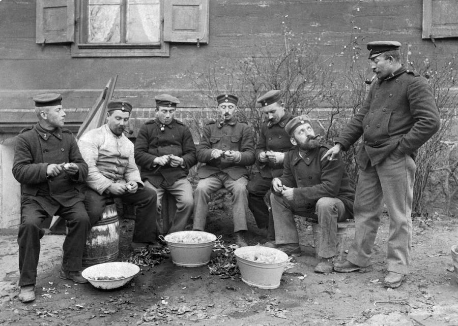 Germans Peeling Potatoes Photograph by Underwood Archives
