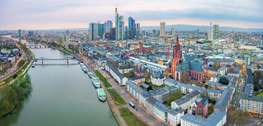 Germany, Frankfurt, River Main. Aerial by Malorny
