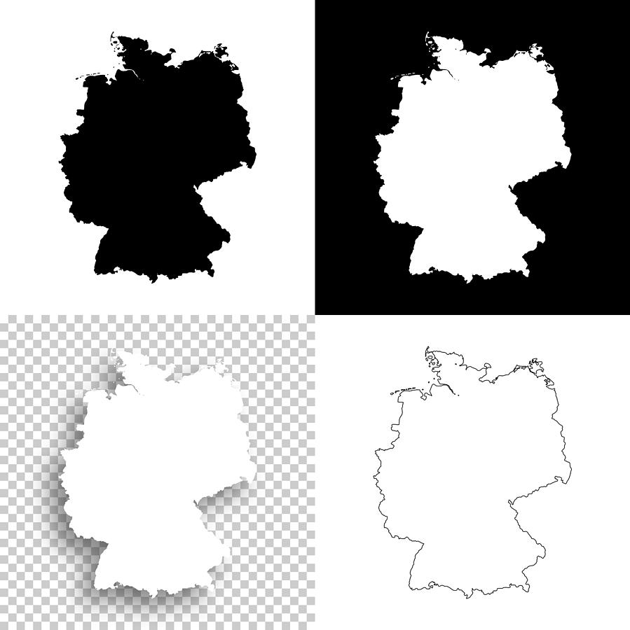Germany maps for design - Blank, white and black backgrounds Drawing by Bgblue
