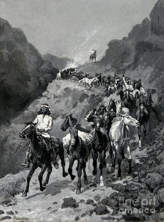 Geronimo and his Band Returning from a Raid into Mexico Painting by Frederic Remington