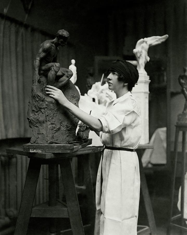Gertrude Whitney Sculpting Photograph by Kadel & Herbert