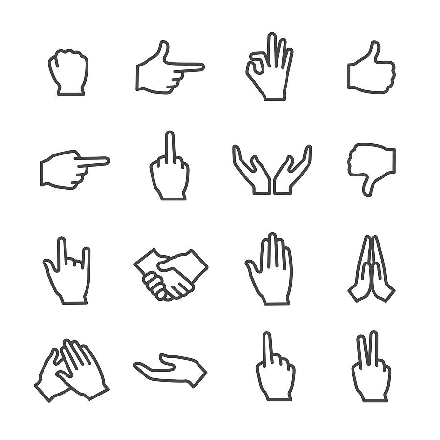 Gesture Icons Set - Line Series Drawing by -victor-