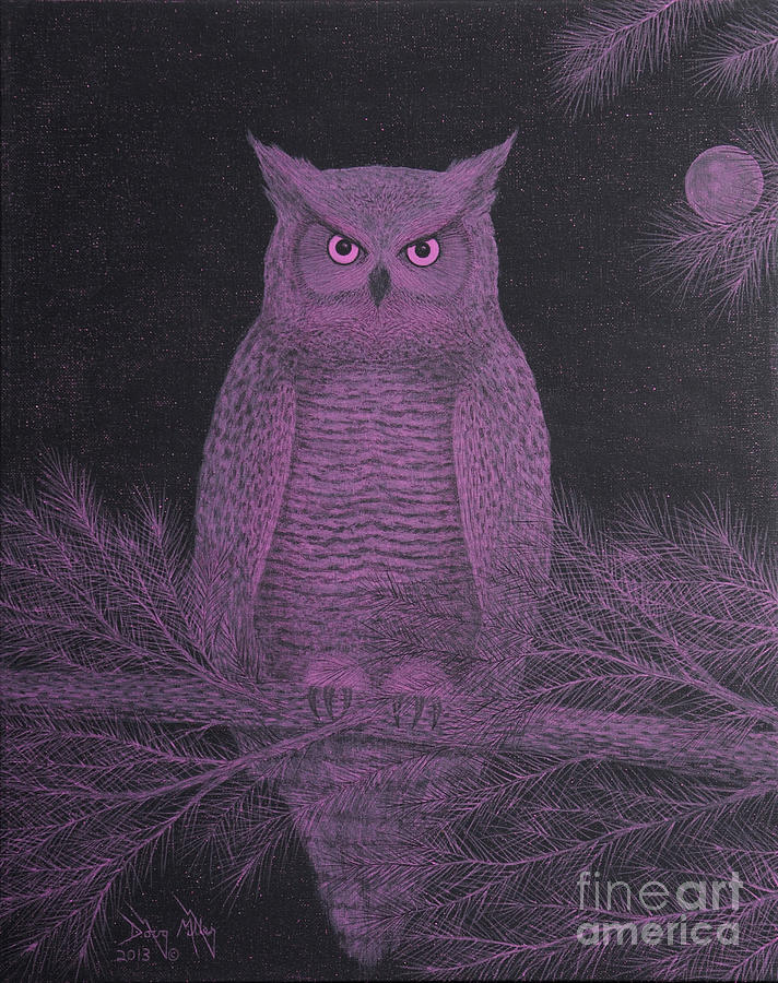 Get Pinked Great Horned Owl Painting by Doug Miller
