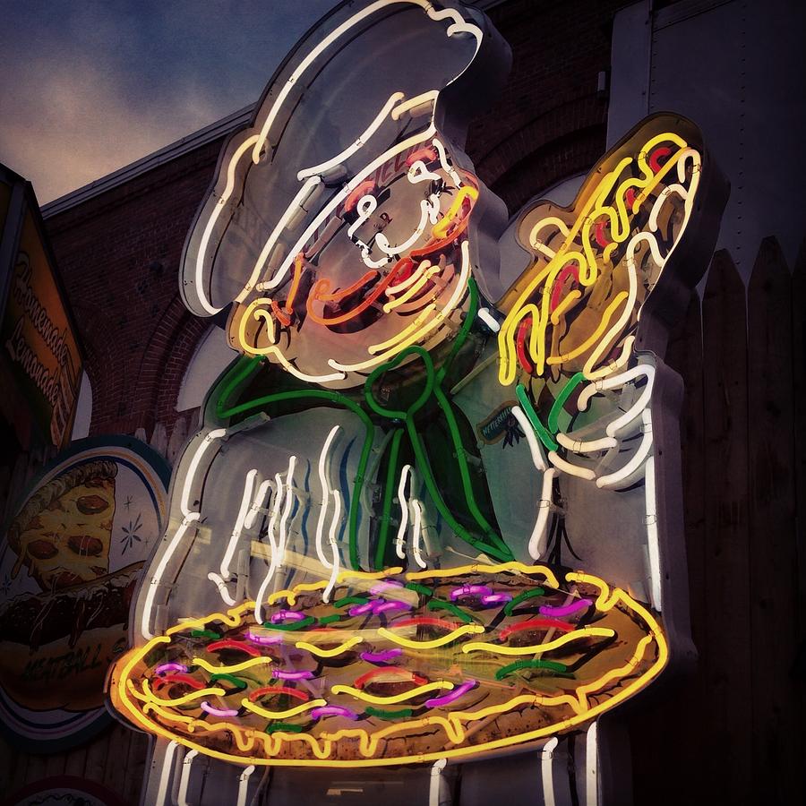 Sign Photograph - Get Your Pizza Here by Tiffany Anthony
