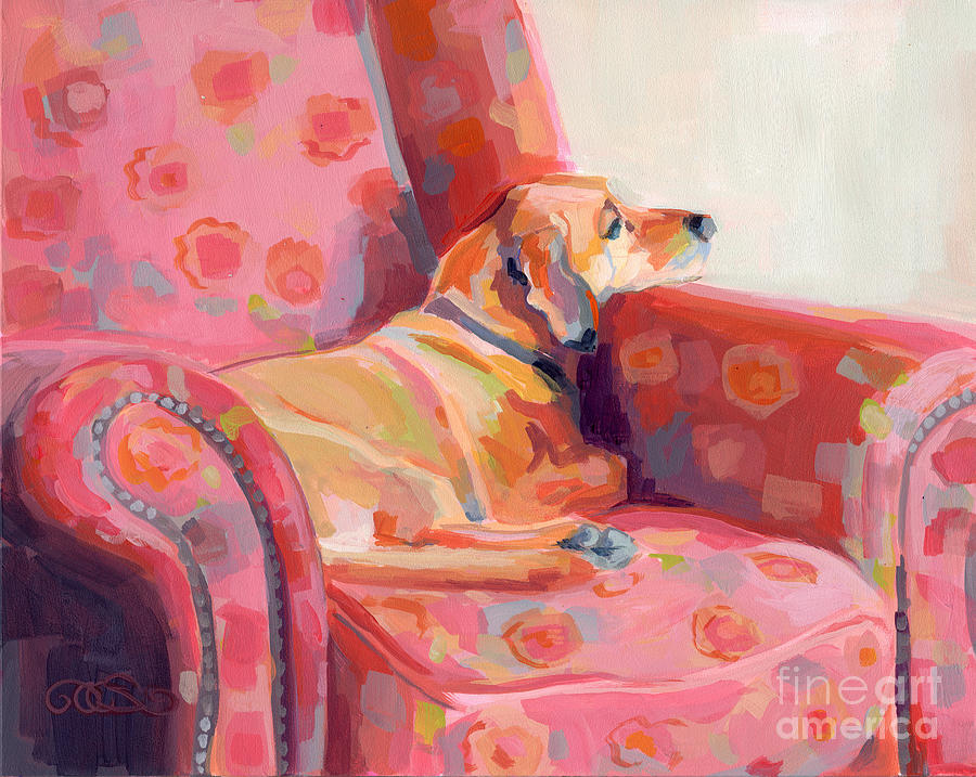 Hound Painting - Getting Cozy by Kimberly Santini