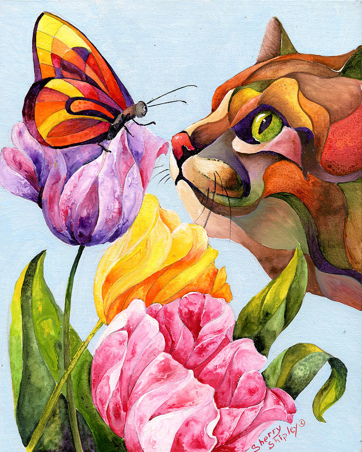 Butterfly Painting - Getting to Know You by Sherry Shipley