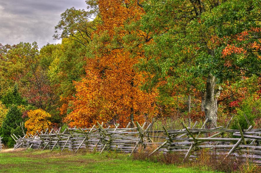 Gettysburg at Rest - Autumn Colors Along Oak Hill Near the Eternal Peace Light Memorial Mid-Morning Photograph by Michael Mazaika