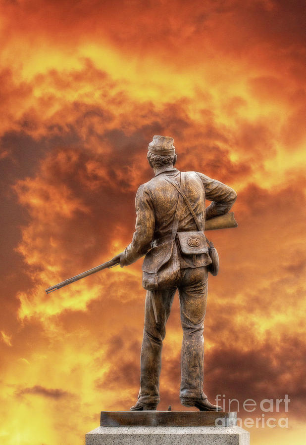 Gettysburg Battlefield Fire Sunset Digital Art by Randy Steele