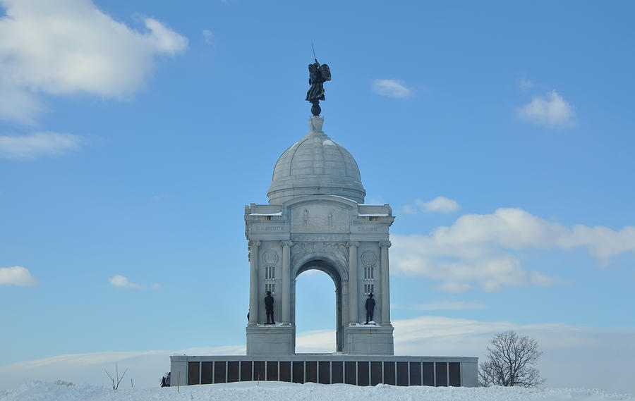 Gettysburg Memorial in the Snow Photograph by Bill Cannon