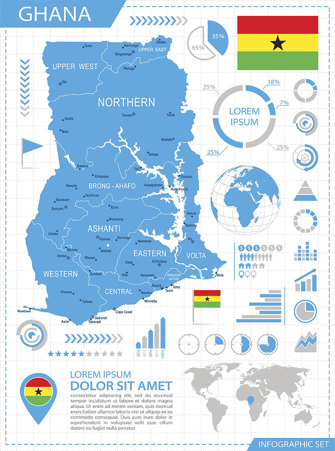 Ghana - infographic map - Illustration Drawing by Pop_jop
