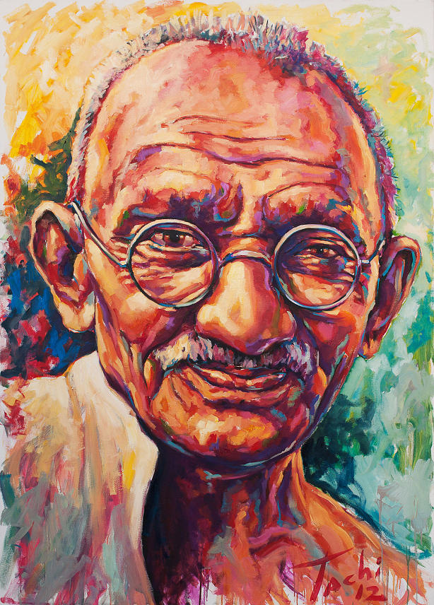 Ghandi Painting by Tachi Pintor