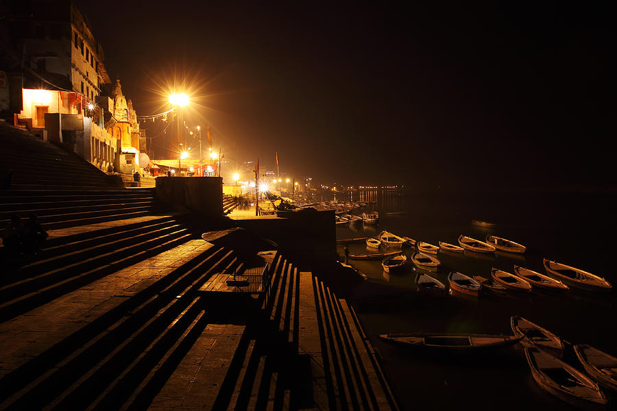 Ghats of Varanasi during the night. Photograph by SoumenNath