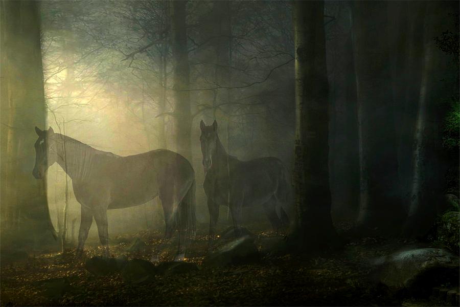 Horse Digital Art - Ghost Horses by Davandra Cribbie
