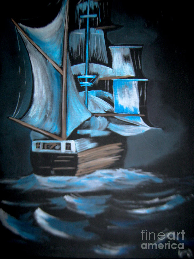 Ghost Ship Hand Painted Art UT34372