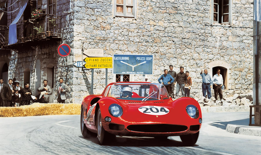 Giancarlo Baghetti - Ferrari 275 P - Targa Florio 1965 Painting by Alberto Ponno
