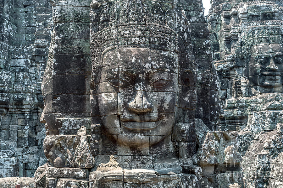 Giant Buddha face inside Bayon temple - Angkor Wat - Cambodia Photograph by Matteo Colombo