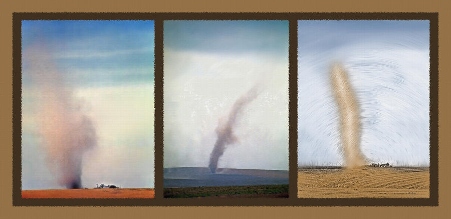 Nature Photograph - Giant Dust Devil Triptych by Steve Ohlsen