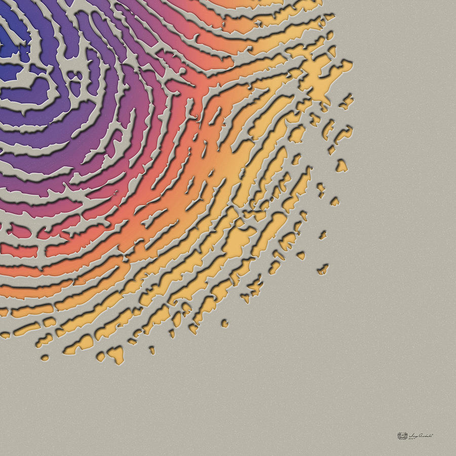 Giant Iridescent Fingerprint on Clay Beige Set of 4 - 4 of 4 Digital Art by Serge Averbukh